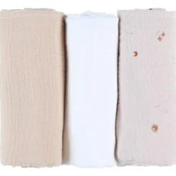 Outlet Lot de 3 langes en mousseline Bali, Moka & Snow (70x70 cm) Lange