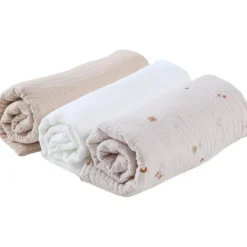 Outlet Lot de 3 langes en mousseline Bali, Moka & Snow (70x70 cm) Lange