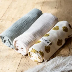 Trixie Lot de 3 langes en mousseline Lucky Leopard (55 x 55 cm)