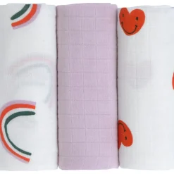 Lässig Lot de 3 langes Happy Rascals Coeur lavande (60 x 60 cm)