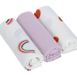 Lässig Lot de 3 langes Happy Rascals Coeur lavande (60 x 60 cm)