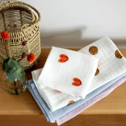 Lässig Lot de 3 langes Happy Rascals Coeur lavande (60 x 60 cm)