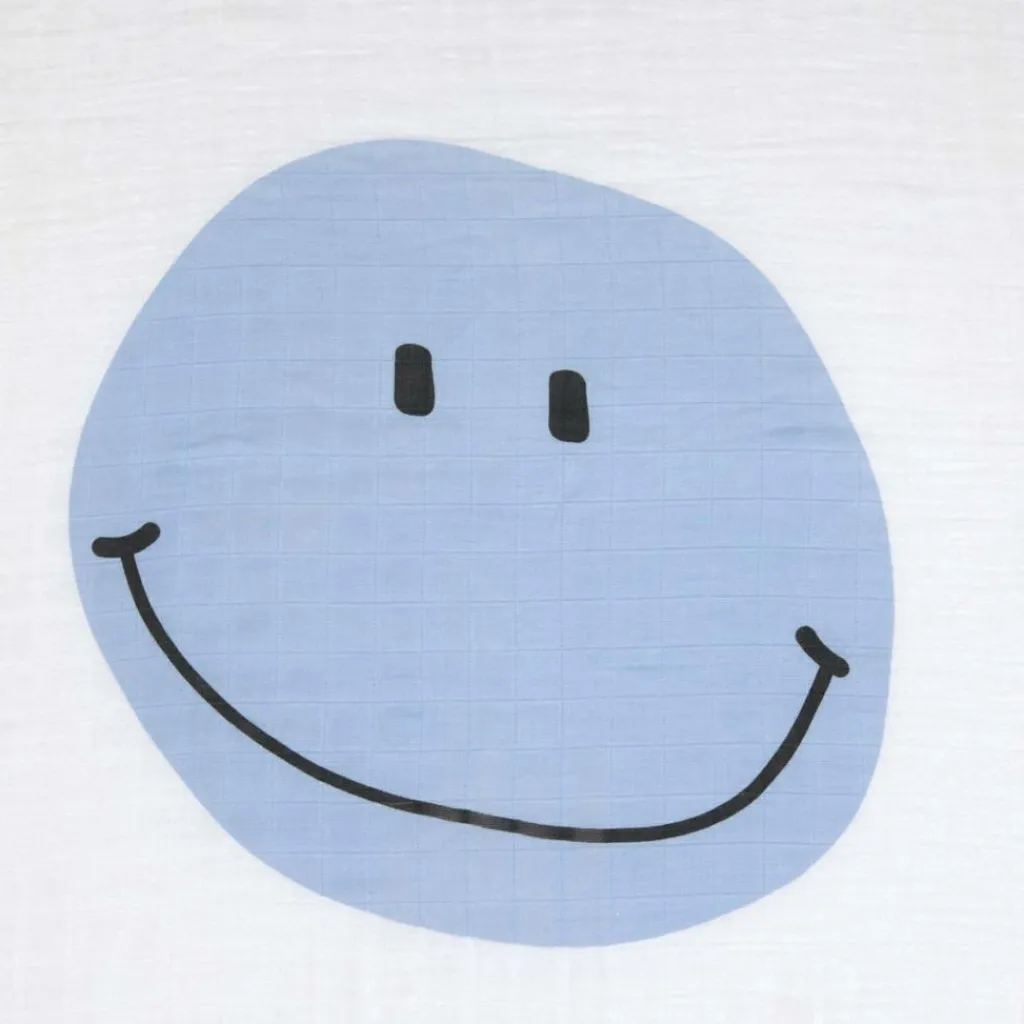 Lot de 2 langes Happy Rascals Smile bleu ciel (120 x 120 cm) Lange