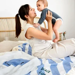 Lot de 2 langes Happy Rascals Smile bleu ciel (120 x 120 cm) Lange