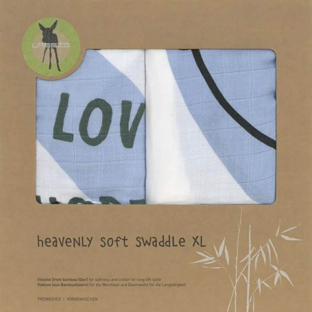 Lot de 2 langes Happy Rascals Smile bleu ciel (120 x 120 cm) Lange