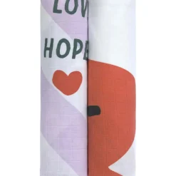 Lässig Lot de 2 langes Happy Rascals Coeur lavande (120 x 120 cm)