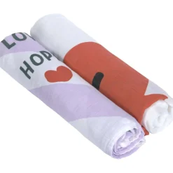 Lässig Lot de 2 langes Happy Rascals Coeur lavande (120 x 120 cm)