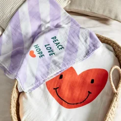 Lässig Lot de 2 langes Happy Rascals Coeur lavande (120 x 120 cm)