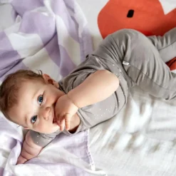 Lässig Lot de 2 langes Happy Rascals Coeur lavande (120 x 120 cm)