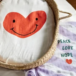 Lässig Lot de 2 langes Happy Rascals Coeur lavande (120 x 120 cm)