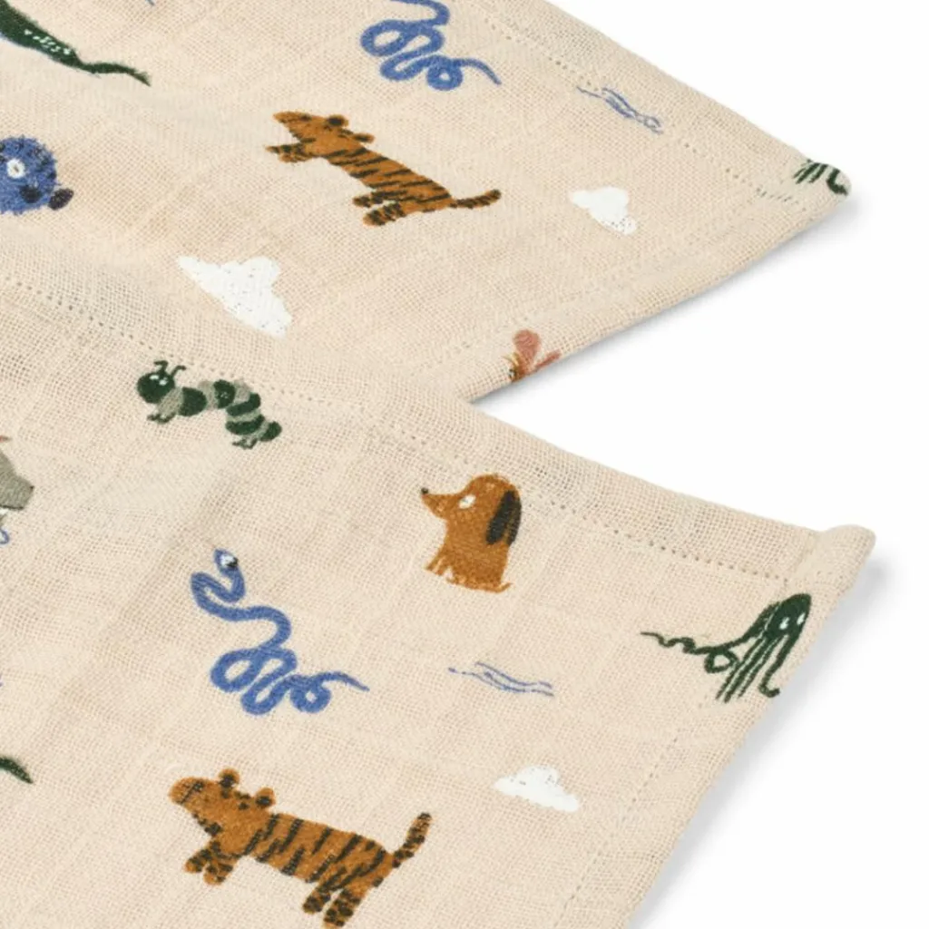 Liewood Lot de 2 langes Lewis Around the world (65 x 65 cm)