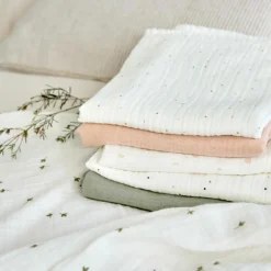 Lässig Lot de 3 langes mousseline GOTS Feuille (85 x 85 cm)