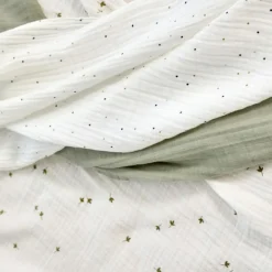 Lässig Lot de 3 langes mousseline GOTS Feuille (85 x 85 cm)