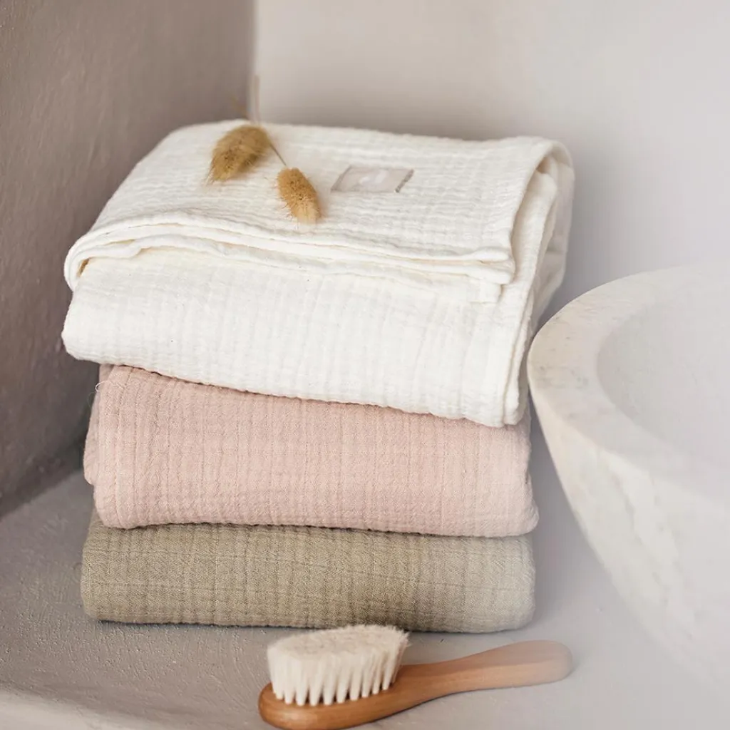 Sale Lot de 2 maxi-langes en coton Wild Rose-Ivory (115 x 115 cm) Lange