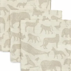 Clearance Lot de 3 mini langes en gaze de coton Animals Nougat (31 x 31 cm) Lange