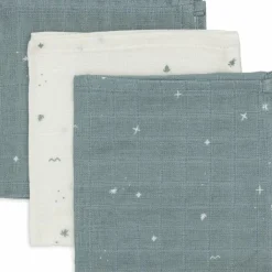 Jollein Lot de 3 mini langes en gaze de coton Sea Green (31 x 31 cm)