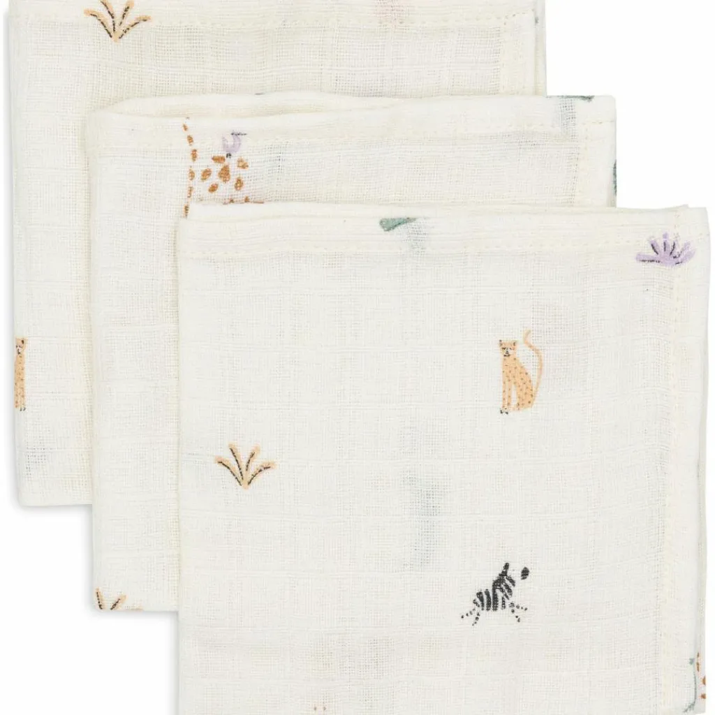 Jollein Lot de 3 mini langes en gaze de coton Jungle Jambo (31 x 31 cm)