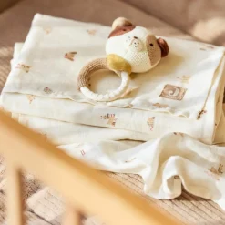 Outlet Lot de 3 mini langes en gaze de coton Animal Friends (31 x 31 cm) Lange