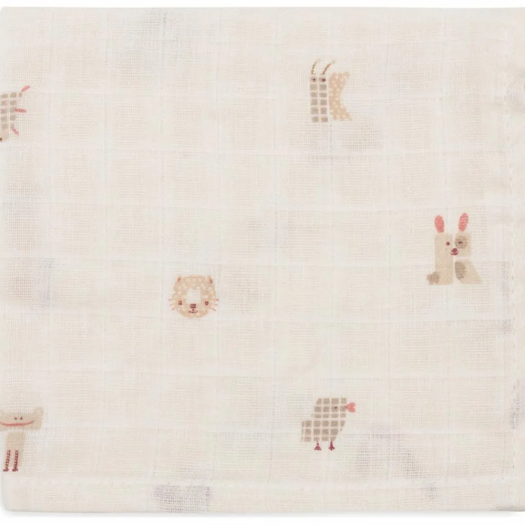 Outlet Lot de 3 mini langes en gaze de coton Animal Friends (31 x 31 cm) Lange