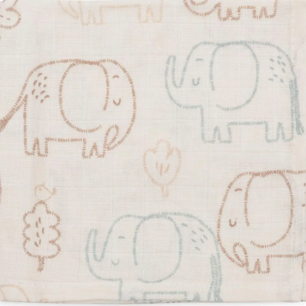 Outlet Lot de 3 mini langes en gaze de coton Elephant Tales (31 x 31 cm) Lange