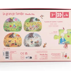 Moulin Roty Lot de 4 mini puzzles des saisons La Grande famille (4 x 12 pièces)