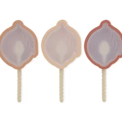 Konges Slojd Lot de 3 moules à glaces citron en silicone rose mix
