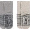 Lässig Lot de 2 paires de chaussettes antidérapantes en coton bio gris (pointure 23-26)