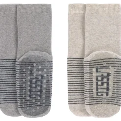 Lässig Lot de 2 paires de chaussettes antidérapantes en coton bio gris (pointure 23-26)
