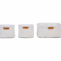 Childhome Lot de 3 paniers à suspendre table à langer Teddy écru