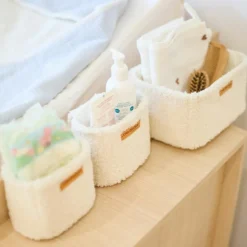 Childhome Lot de 3 paniers à suspendre table à langer Teddy écru