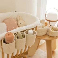 Lorena Canals Lot de 3 paniers de berceau bamboo vanille (32 x 10 cm)