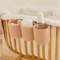 Lorena Canals Lot de 3 paniers de berceau bamboo nude (32 x 10 cm)