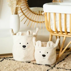 Childhome Lot de 3 paniers Teddy écru