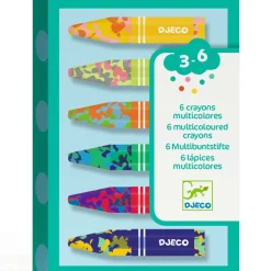 Djeco Lot de 6 petits crayons multicolores