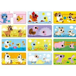 Best Lot de 12 petits puzzles Parents et bébés animaux Puzzle