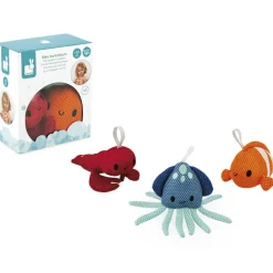 Janod Lot de 3 éponges de bain barboteurs marins