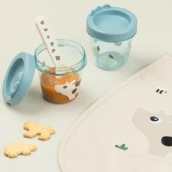 Done by Deer Lot de 2 pots de conservation Tiny farm Bleu