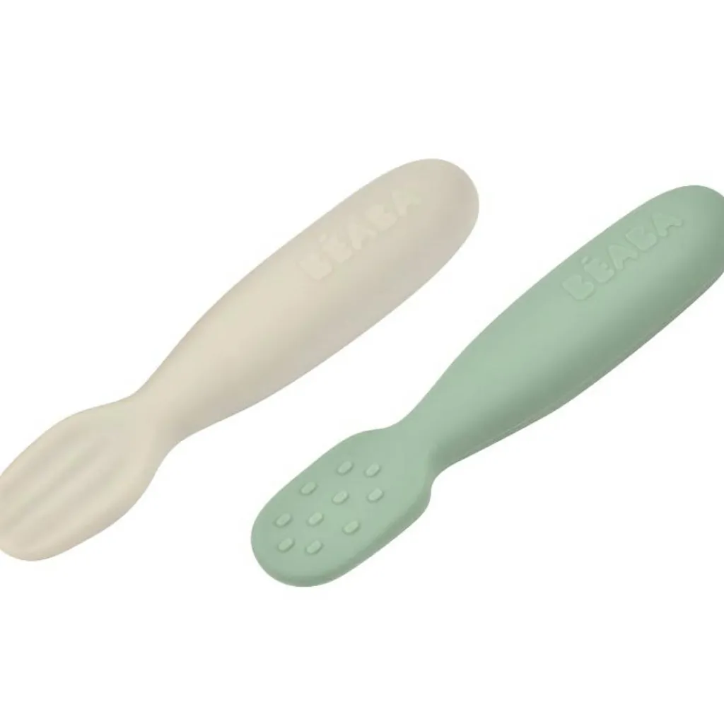 Béaba Lot de 2 pré-cuillères en silicone vert sauge