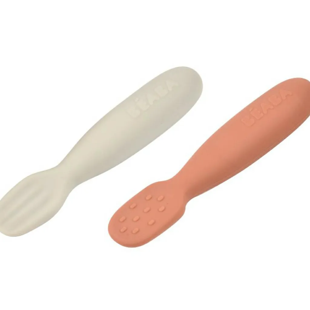 Béaba Lot de 2 pré-cuillères en silicone terracotta