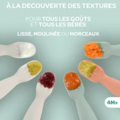 Béaba Lot de 2 précuillères en silicone Barbe à papa et Guimauve