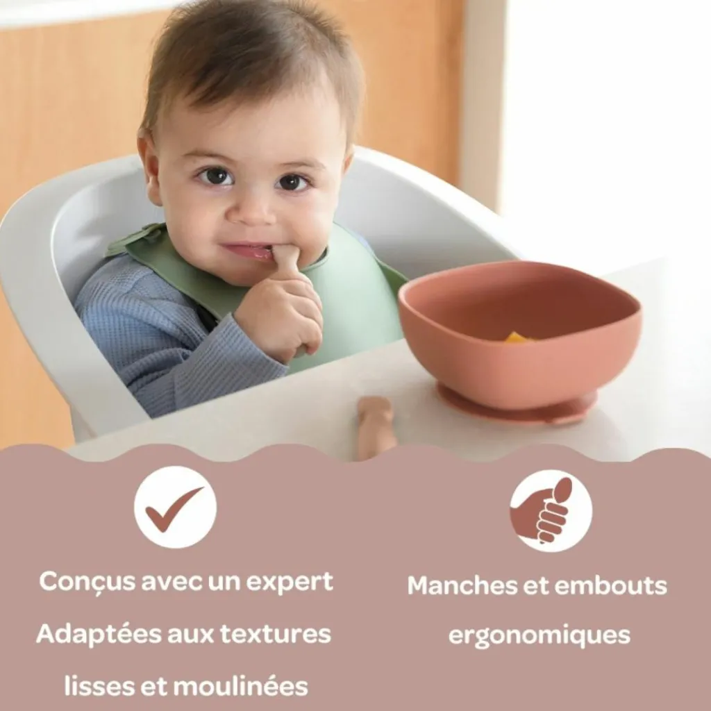 Béaba Lot de 2 précuillères en silicone Barbe à papa et Guimauve