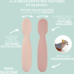Béaba Lot de 2 précuillères en silicone Barbe à papa et Guimauve