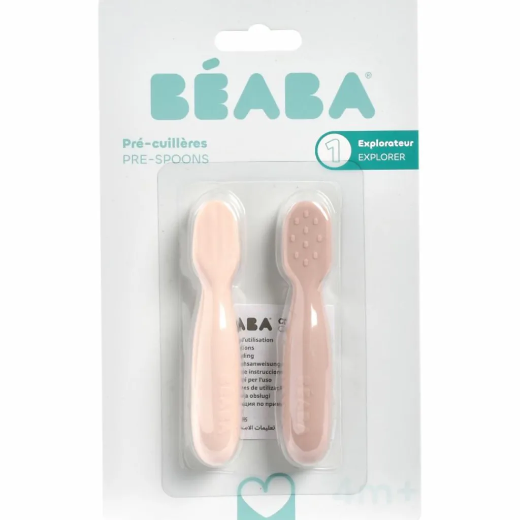 Béaba Lot de 2 précuillères en silicone Barbe à papa et Guimauve