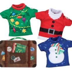 The Elf on the Shelf Lot de 3 pullovers Noël avec valise pour lutin farceur