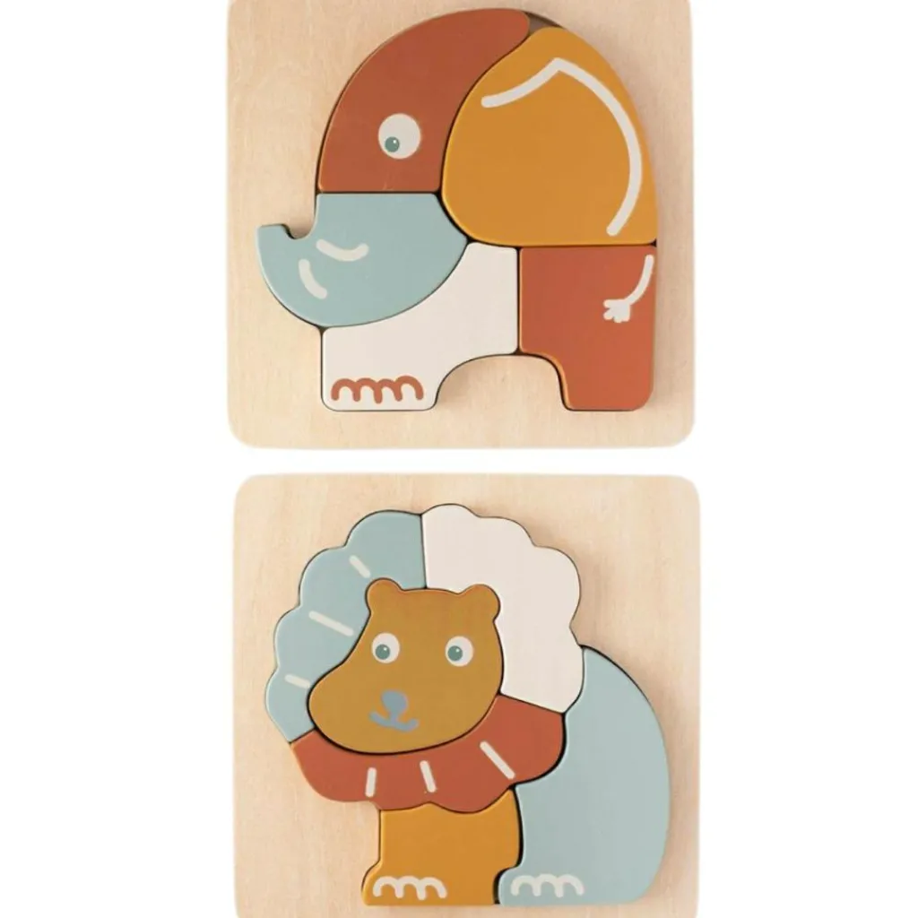 Trois Kilos Sept Lot de 2 puzzles bébé en bois