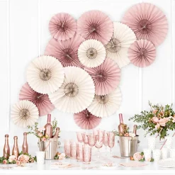 Party Deco Lot de 3 rosettes décoratives beige