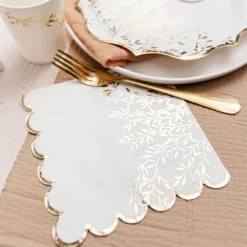 Arty Fêtes Factory Lot de 16 serviettes Jolis Brins blanches et or