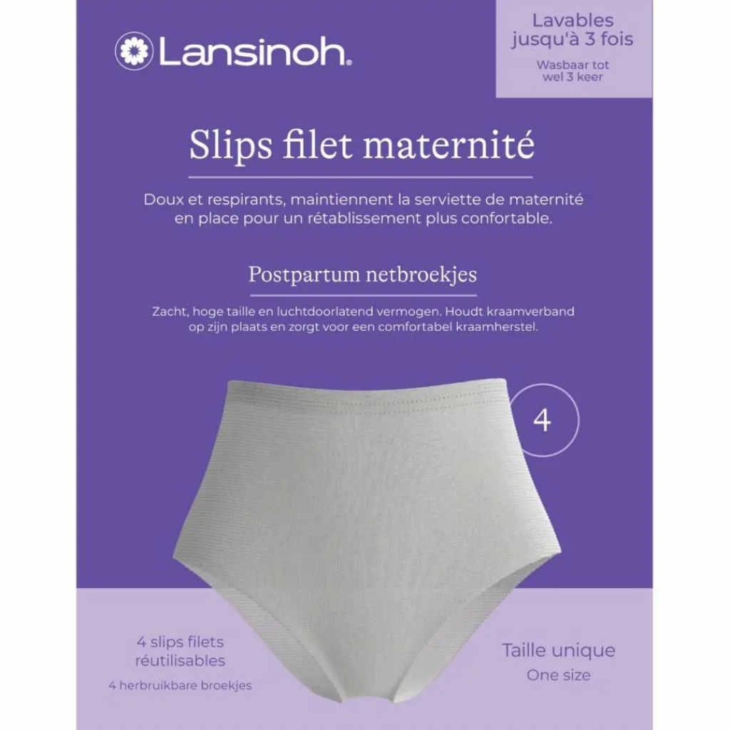 Lansinoh Lot de 4 slips filets de maternité lavables