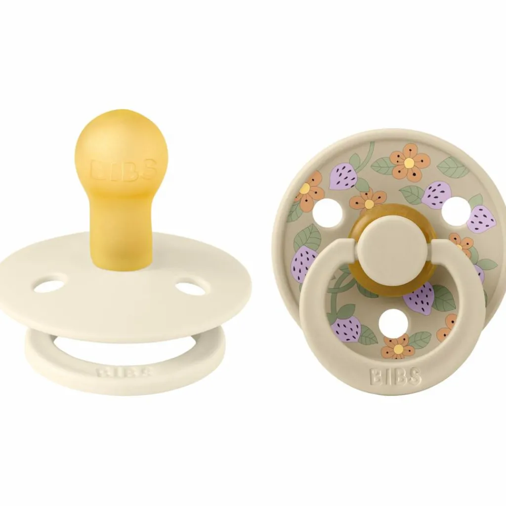 BIBS Lot de 2 sucettes en latex Colour Strawberries-Cream (0-6 mois)