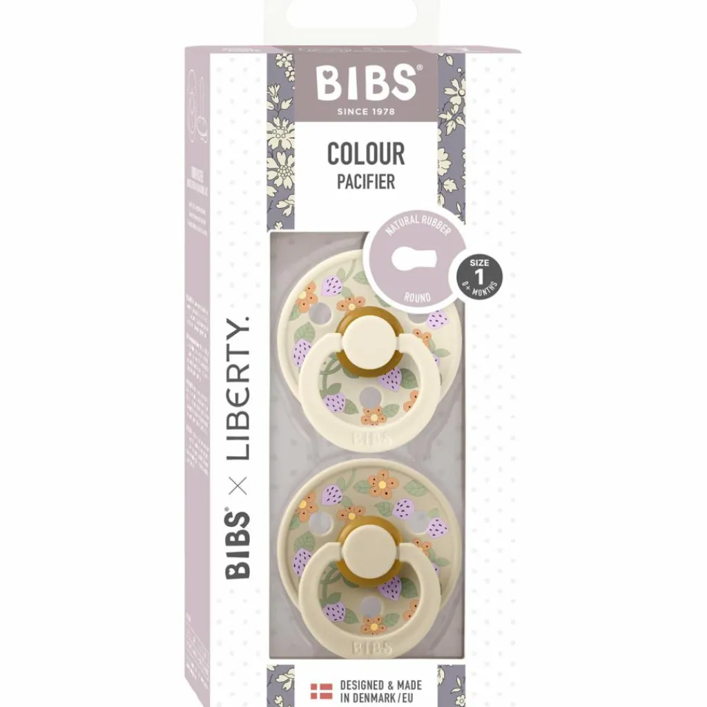BIBS Lot de 2 sucettes en latex Colour Strawberries-Cream (0-6 mois)